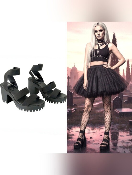 Madden Nyc Shoes - Madden NYC Y2K Inspired Blk 4" Lugged Heel Webbed Pl atform Sandals Sz 10 BNIB